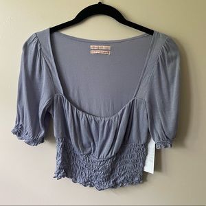 Urban Outfitters Rouched Puffy Sleeve Crop Top